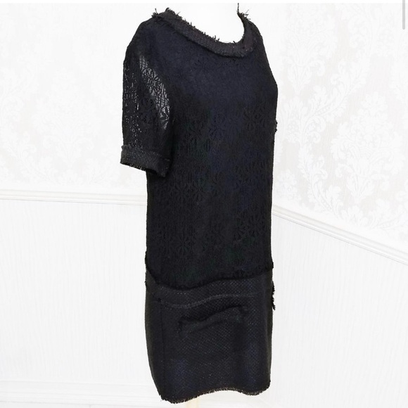 Rachel Zoe Lace & Tweed Shift Dress in Navy Blue - Picture 4 of 6